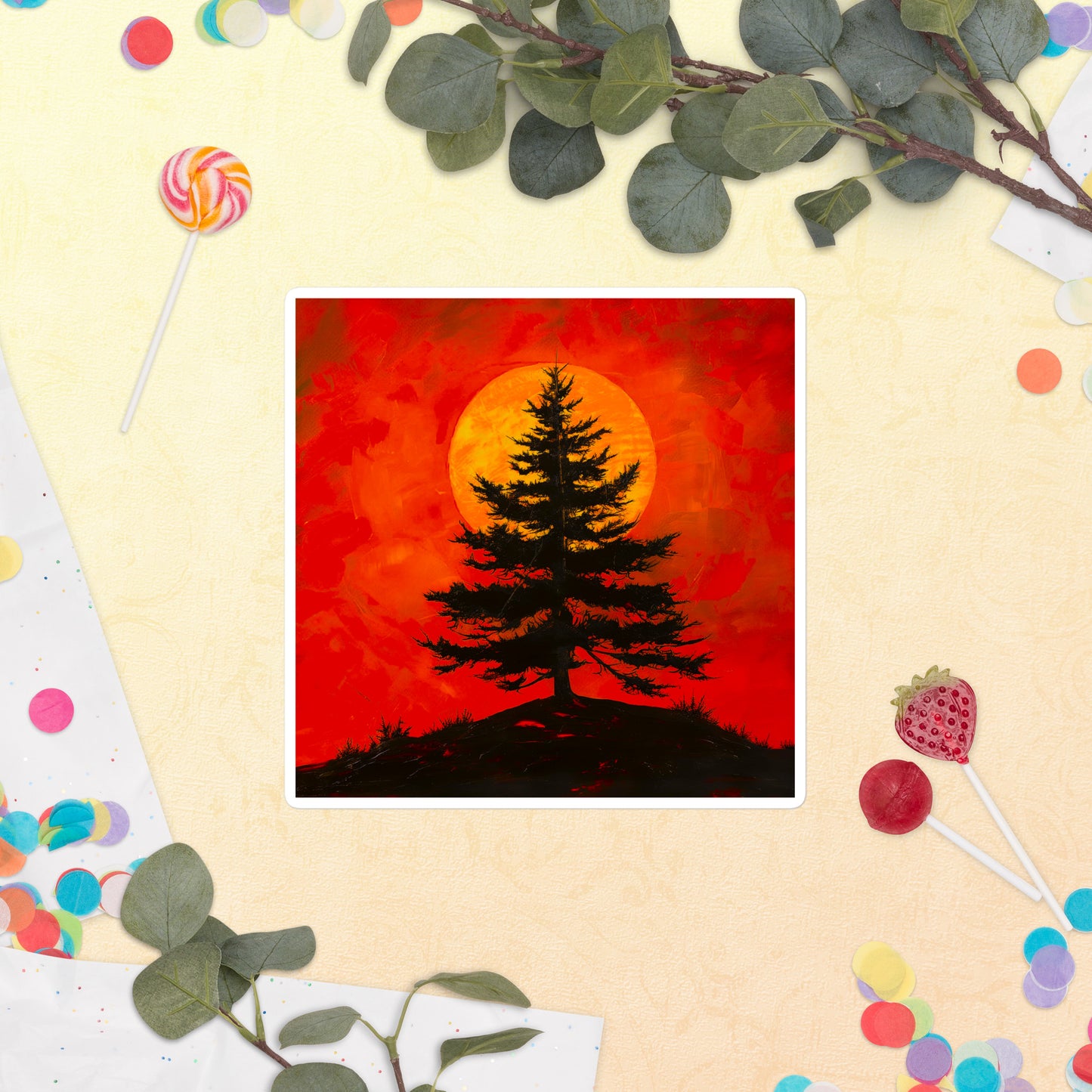 Blood Moon Red Pine Sticker