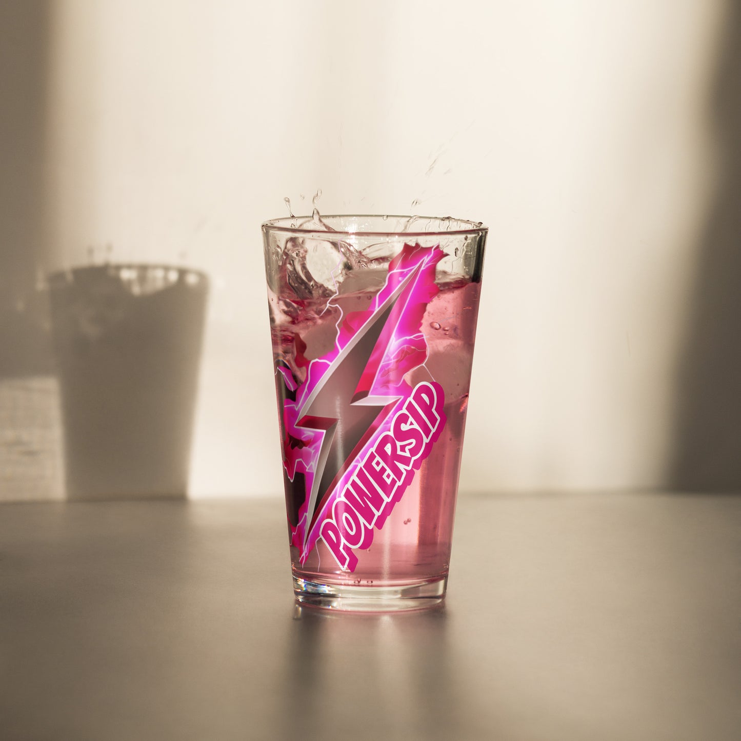 POWERSIP pink pint glass